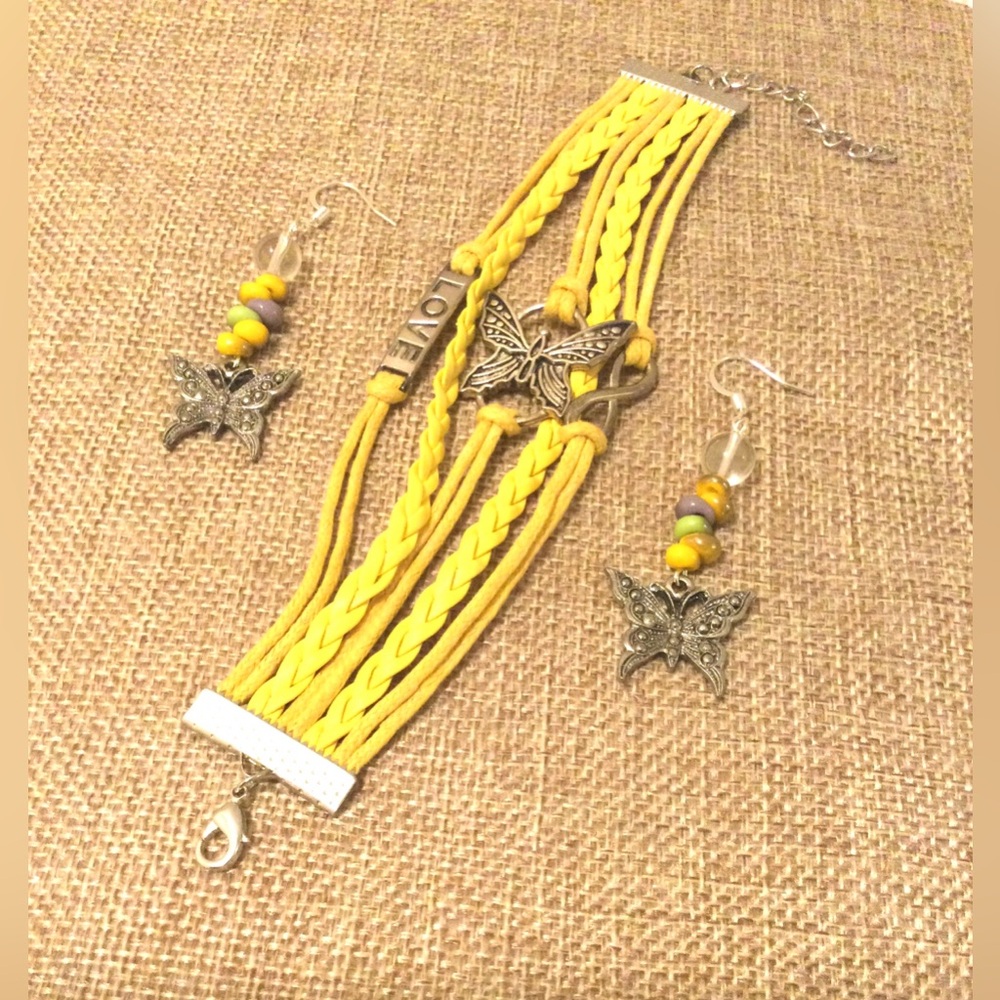 Yellow Butterfly Jewelry Set